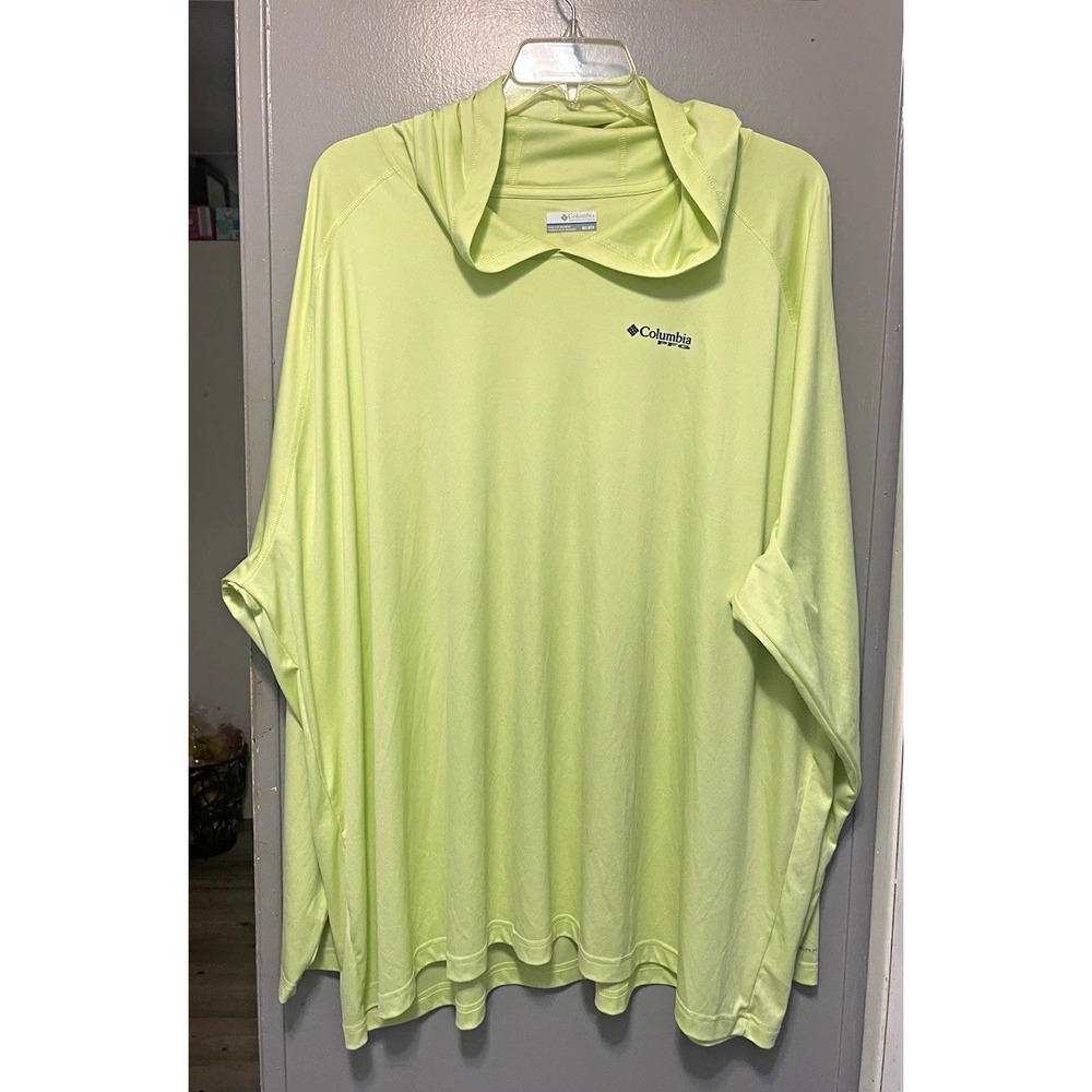 Columbia PFG Men's Hooded Long Sleeve Raglan T-Shirt Green Polyester 6X/6TF